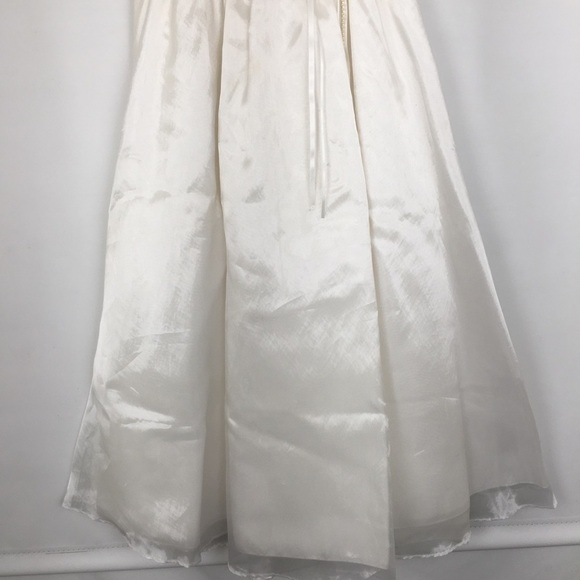 First Communion Dress White Sheer Satin Overlay Tank Pearl Flower Appliqué Sz 10 - Picture 3 of 16
